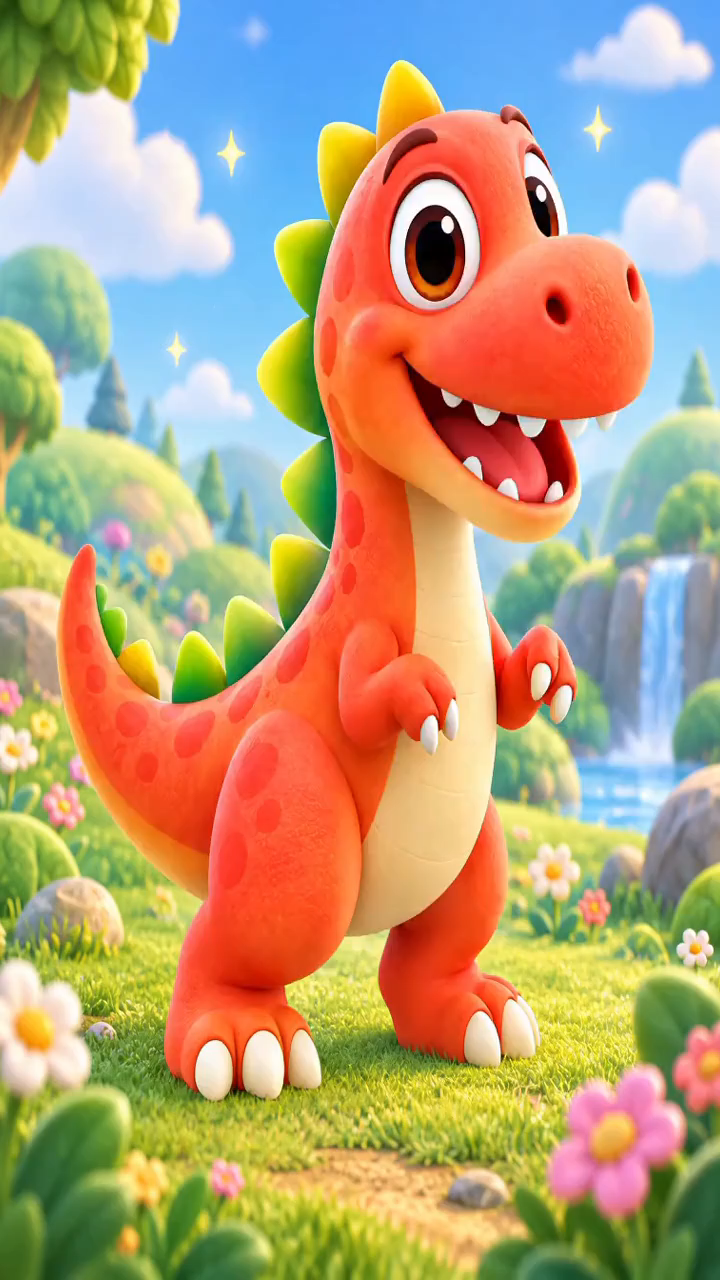A red dinosaur ready to move